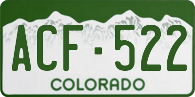 CO license plate ACF522
