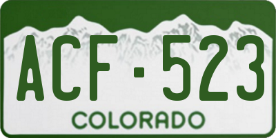 CO license plate ACF523