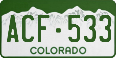 CO license plate ACF533