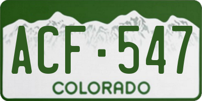 CO license plate ACF547