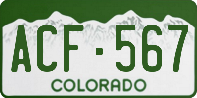 CO license plate ACF567