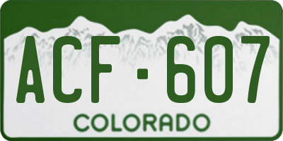 CO license plate ACF607