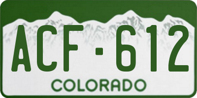 CO license plate ACF612