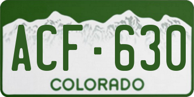 CO license plate ACF630