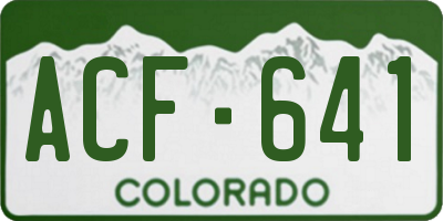 CO license plate ACF641
