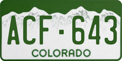CO license plate ACF643