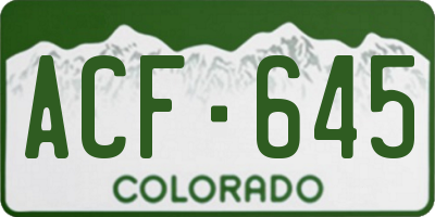 CO license plate ACF645