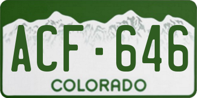 CO license plate ACF646