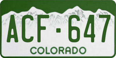 CO license plate ACF647