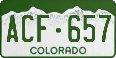 CO license plate ACF657