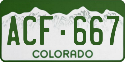 CO license plate ACF667