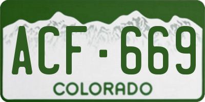 CO license plate ACF669