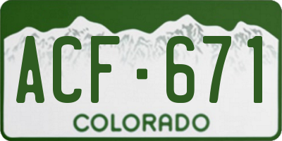 CO license plate ACF671