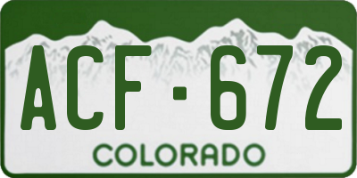 CO license plate ACF672