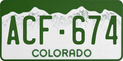CO license plate ACF674