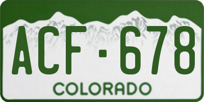 CO license plate ACF678