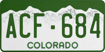 CO license plate ACF684