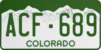 CO license plate ACF689