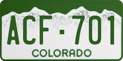 CO license plate ACF701