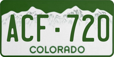 CO license plate ACF720