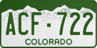 CO license plate ACF722