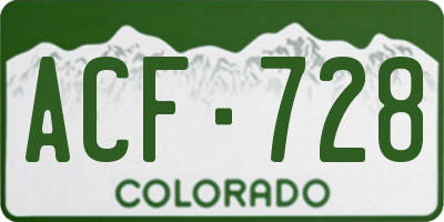 CO license plate ACF728