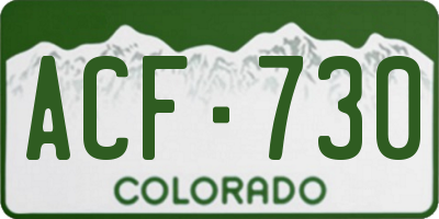 CO license plate ACF730