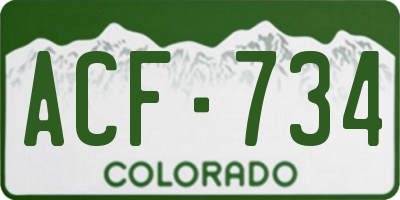 CO license plate ACF734