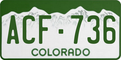 CO license plate ACF736