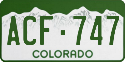 CO license plate ACF747