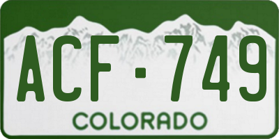 CO license plate ACF749