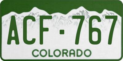 CO license plate ACF767