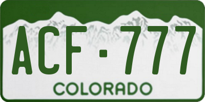 CO license plate ACF777