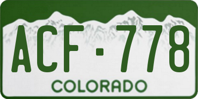CO license plate ACF778