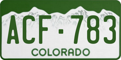 CO license plate ACF783