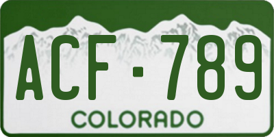 CO license plate ACF789