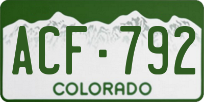 CO license plate ACF792