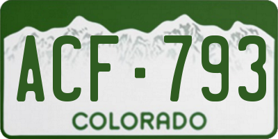 CO license plate ACF793