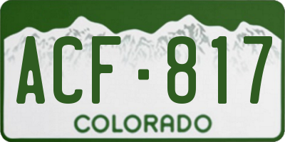 CO license plate ACF817