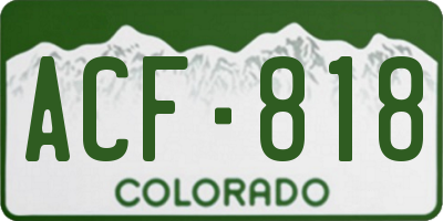 CO license plate ACF818