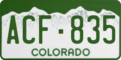 CO license plate ACF835