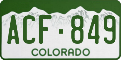 CO license plate ACF849