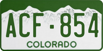 CO license plate ACF854