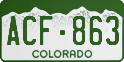 CO license plate ACF863