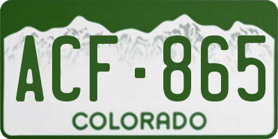 CO license plate ACF865