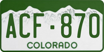 CO license plate ACF870
