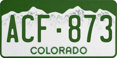 CO license plate ACF873