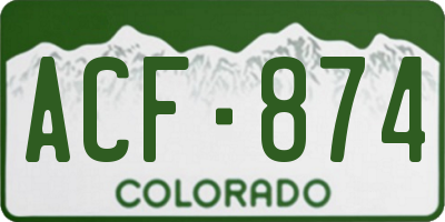 CO license plate ACF874