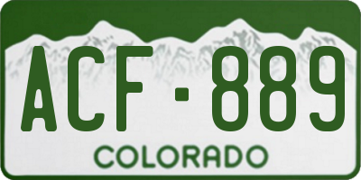 CO license plate ACF889
