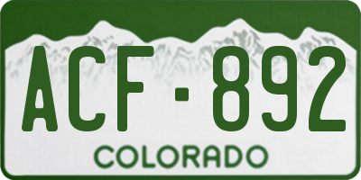 CO license plate ACF892